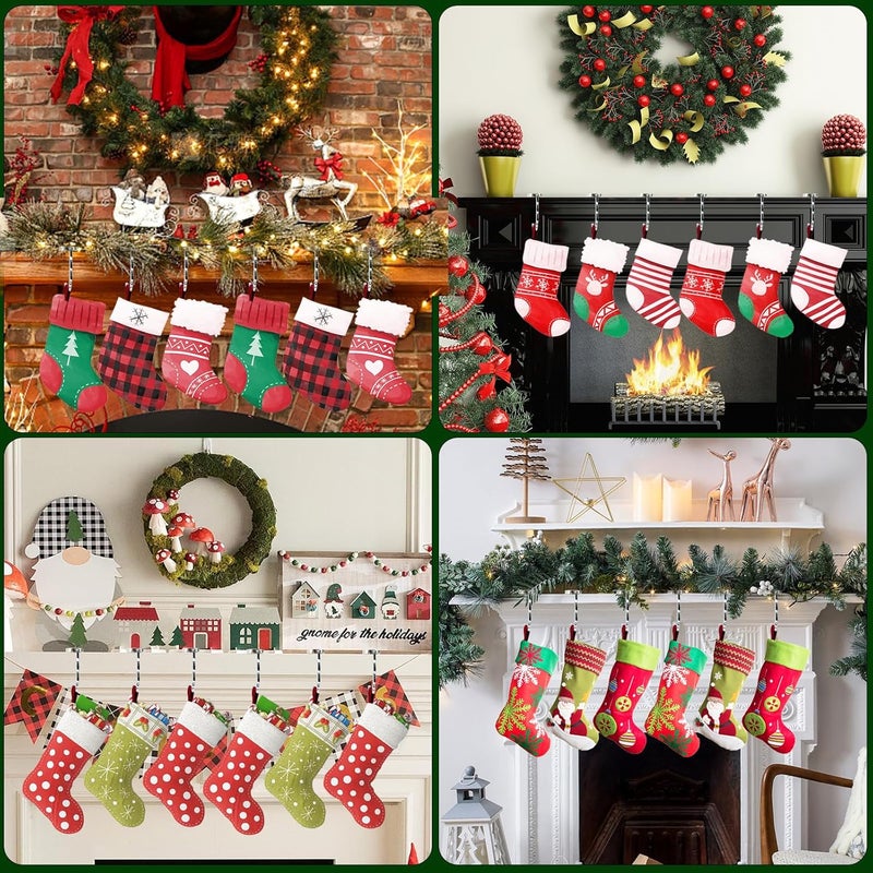 BEAVOING EAVOING Christmas Stocking Holders for Mantle Set 6, Non-Slip & Foldable Mantle Hooks for Stockings Hangers Xmas Mixed Pattern for Fireplace Christmas Decor Party Decoration - Image 5